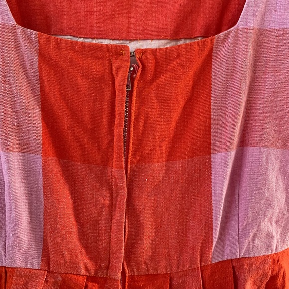 True Vintage Red and Pink Checkered Day Dress - Picture 3 of 7